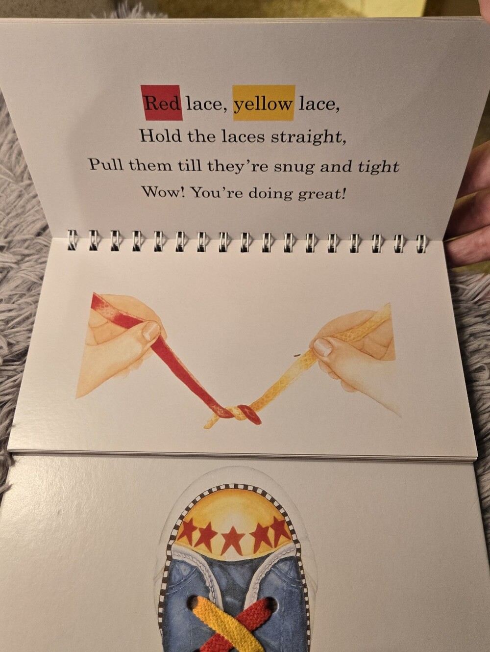 Kids Lace-Up Shoe Practice Book with Red and Yellow Laces - Picture 11 of 12